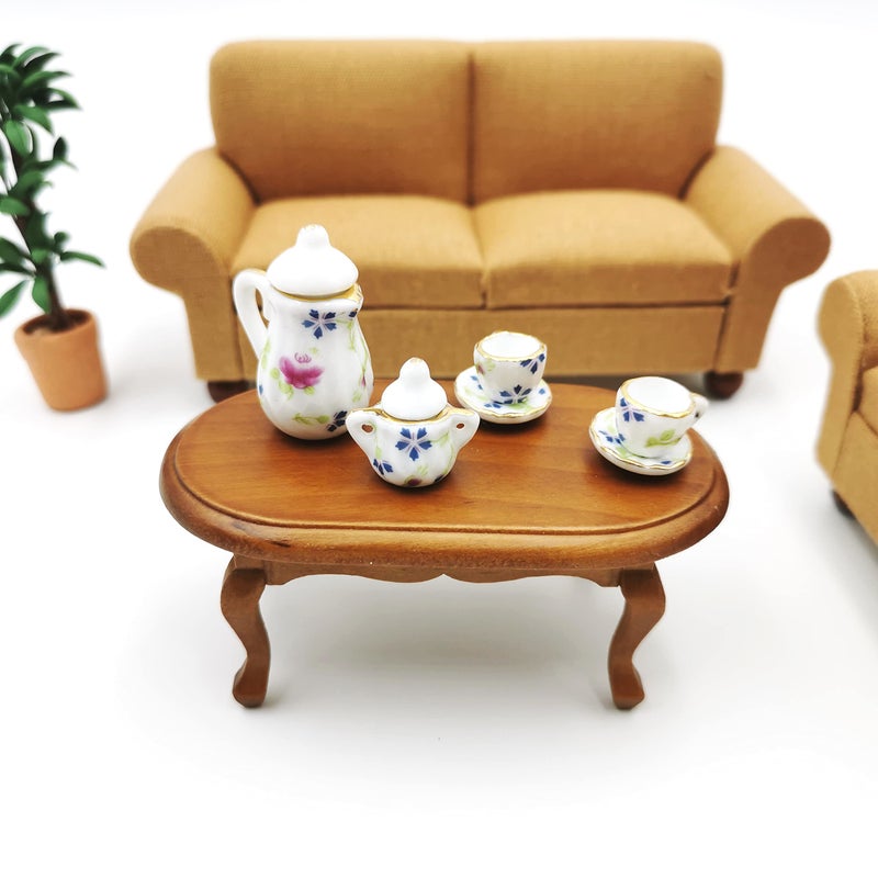 SXFSE Dollhouse Decoration Accessories,1/12 Mini Dollhouse Furniture Miniature Teatable Coffee Table Living Room Toy - Image 5